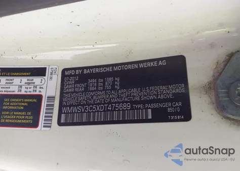 2013 Mini Hardtop Cooper S from USA, damaged, VIN WMWSV3C5XDT475689